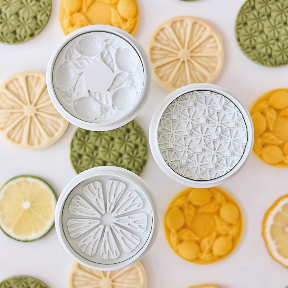 Cookie Cutter Set - 3 adet Limon Şeklinde Yuvarlak Desenli